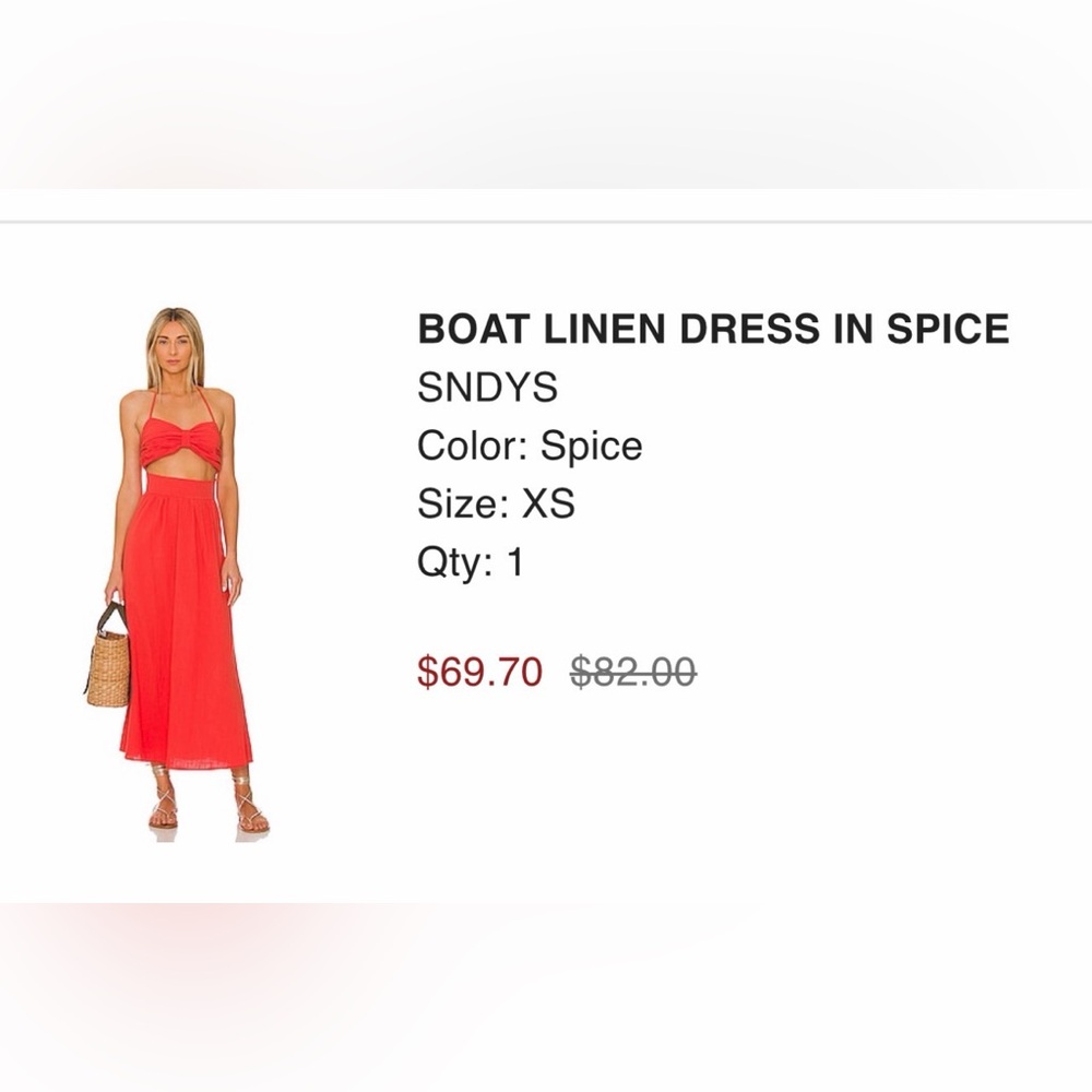 SNDYS Strapless Linen Dress in Spice